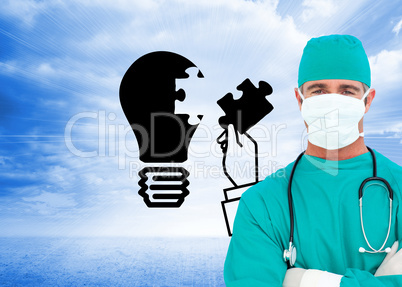 Composite image of portrait of an ambitious surgeon