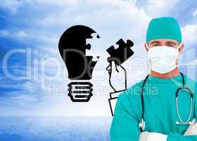 Composite image of portrait of an ambitious surgeon