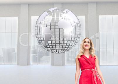 Composite image of smiling blonde walking