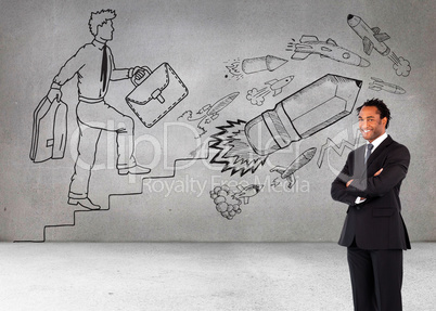 Composite image of businessman with folded arms