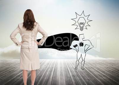 Composite image of businesswoman standing back to camera