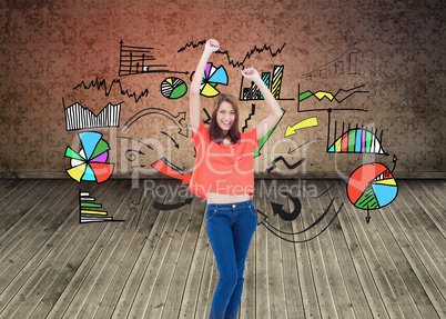 Composite image of laughing teenage wearing casual clothes while