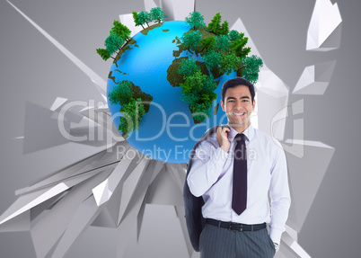 Composite image of smiling businessman standing