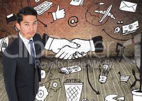 Composite image of serious asian businessman