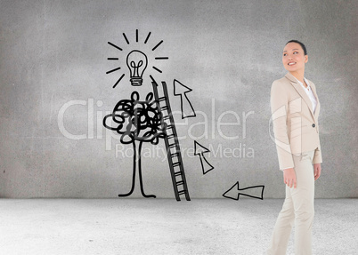 Composite image of smiling asian businesswoman