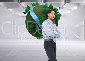 Composite image of serious asian businessman