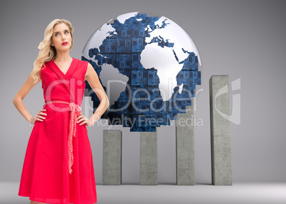 Composite image of elegant blonde standing hands on hips