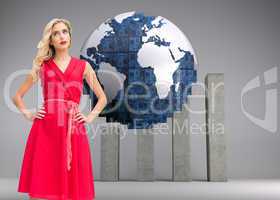 Composite image of elegant blonde standing hands on hips