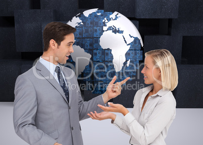 Composite image of business people meet each other