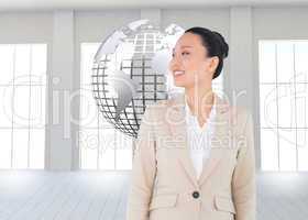 Composite image of smiling asian businesswoman