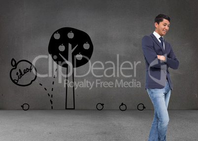 Composite image of smiling casual businessman with arms crossed Composite image of smiling casual businessman with arms crossed