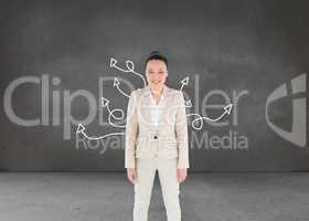 Composite image of smiling asian businesswoman