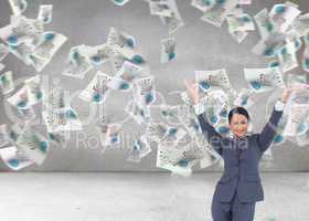 Composite image of cheering businesswoman