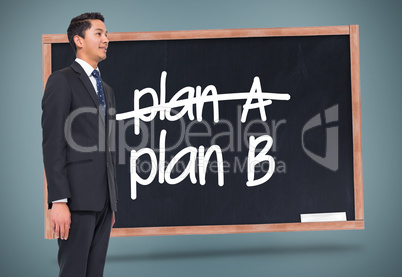 Composite image of smiling businessman looking away Composite image of smiling businessman looking away