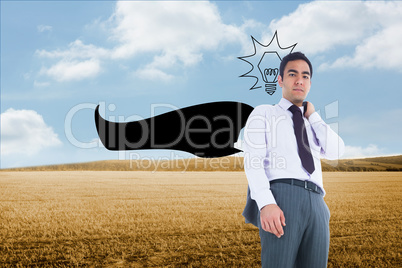 Composite image of unsmiling businessman standing