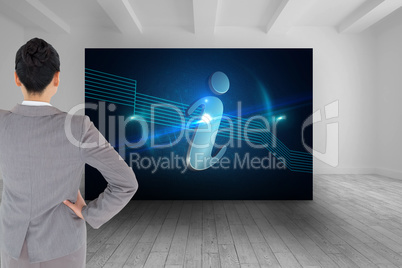 Composite image of asian businesswoman pointing