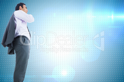 Composite image of unsmiling businessman standing