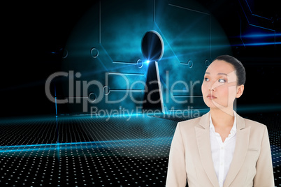 Composite image of unsmiling asian businesswoman