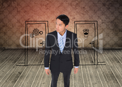 Composite image of serious asian businessman