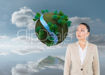 Composite image of unsmiling asian businesswoman