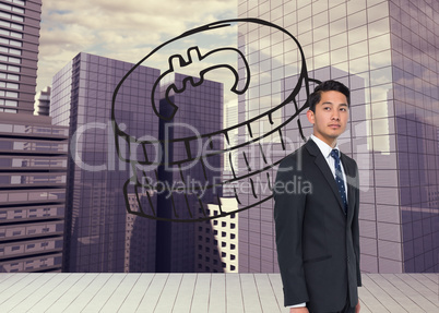 Composite image of serious asian businessman