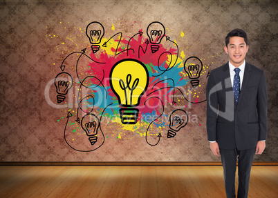 Composite image of happy businessman looking at camera