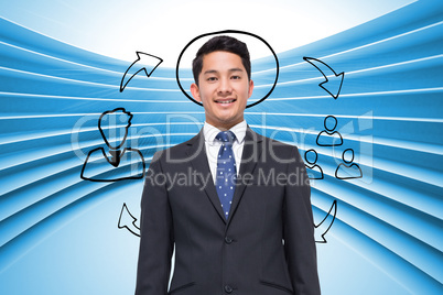 Composite image of business plan on futuristic blue background