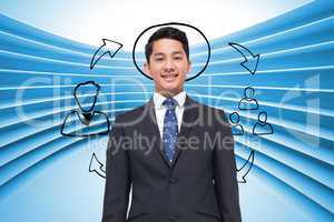 Composite image of business plan on futuristic blue background