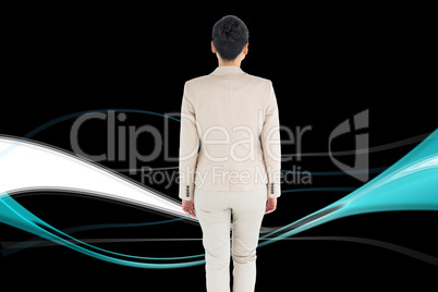 Composite image of asian businesswoman walking