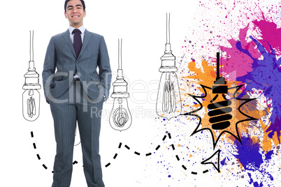 Composite image of smiling businessman standing