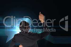 Composite image of asian businessman pointing