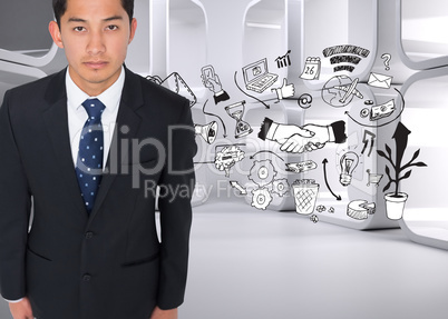 Composite image of serious asian businessman