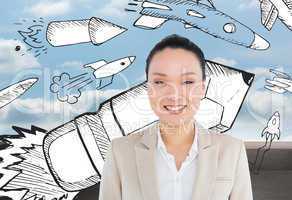 Composite image of smiling asian businesswoman