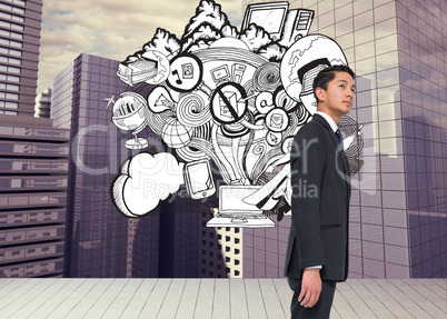 Composite image of serious asian businessman