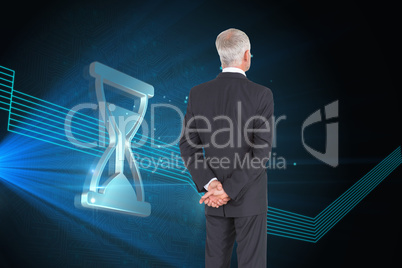 Composite image of rear view of mature businessman posing