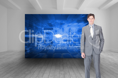 Composite image of portrait af a charismatic businessman standin