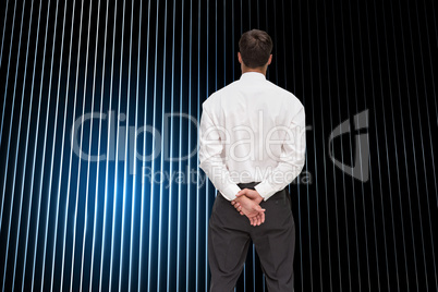 Composite image of businessman turning his back to camera