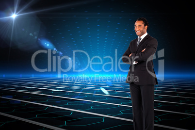 Composite image of businessman with folded arms