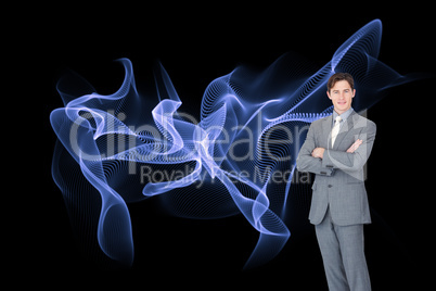 Composite image of assertive businessman standing