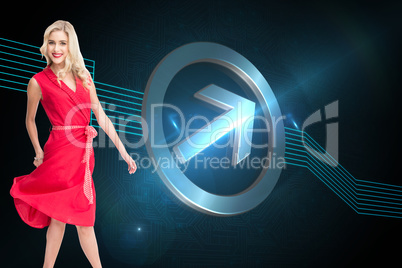 Composite image of smiling blonde walking