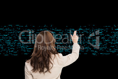 Composite image of brunette businesswoman standing back to camer