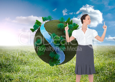 Composite image of content gorgeous businesswoman posing