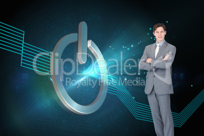 Composite image of assertive businessman standing