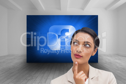 Composite image of smiling businesswoman thinking