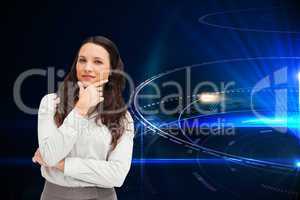 Composite image of portrait of a businesswoman posing