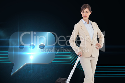 Composite image of businesswoman with suitcase