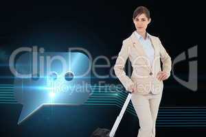 Composite image of businesswoman with suitcase