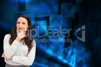 Composite image of portrait of a businesswoman posing