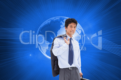 Composite image of portrait of a businessman holding a briefcase