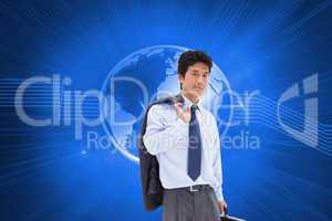 Composite image of portrait of a businessman holding a briefcase